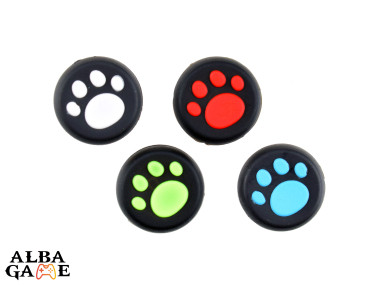 ANALÓG THUMB GRIP PÁR (VEGYES SZÍNES MANCSOS FEKETE ALAPPAL) ÚJ (SWITCH/PS4/PS3/X360/ XBOX ONE)
