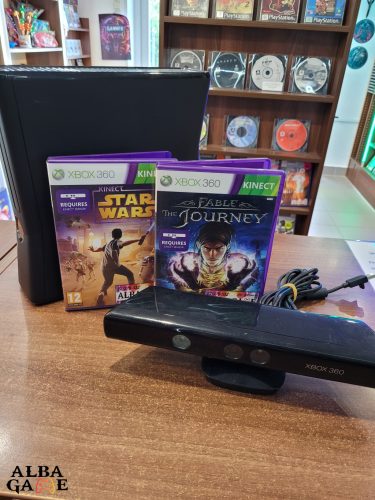 XBOX 360 SLIM 4 GB + KINECT SZENZOR + 2 DB KINECT JÁTÉK ( FABLE -  THE JOURNEY + KINECT STAR WARS)
